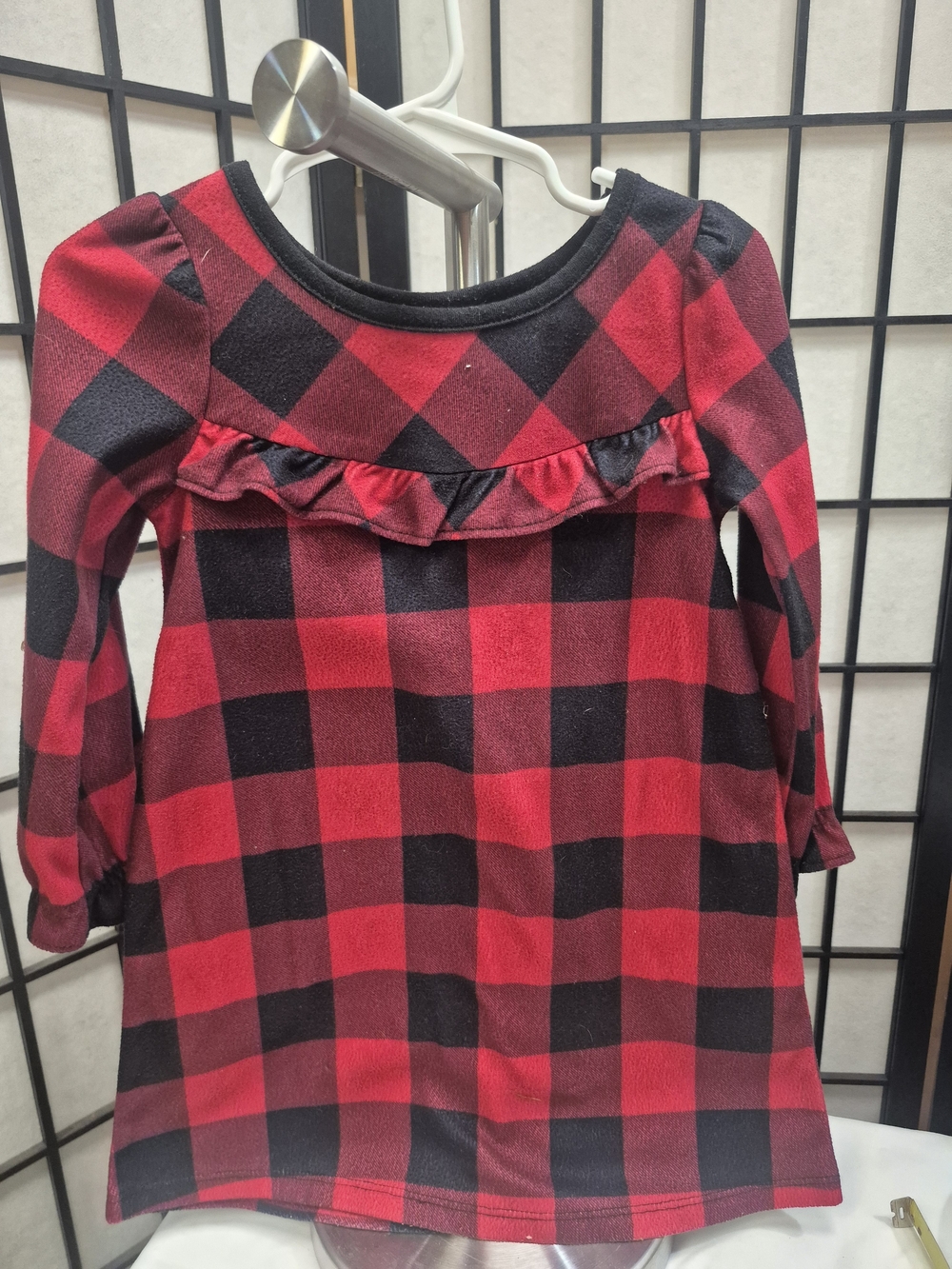 TWondershop Red and Black Buffalo Plaid Ruffle-nite gown